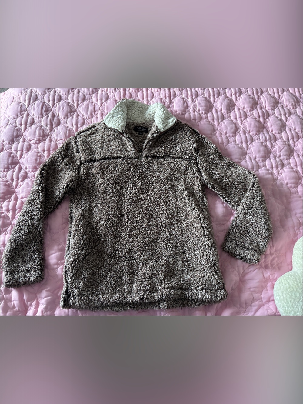 CoffeeShop Taupe Teddy Sherpa Jacket with Cream Collar